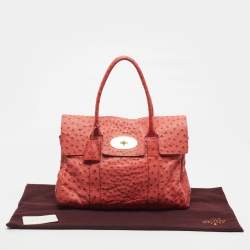 Pre Owned Mulberry Bayswater Red Ostrich Leather Satchel