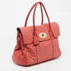 Pre Owned Mulberry Bayswater Red Ostrich Leather Satchel