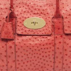Pre Owned Mulberry Bayswater Red Ostrich Leather Satchel