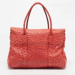 Pre Owned Mulberry Bayswater Red Ostrich Leather Satchel