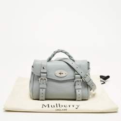 Pre Owned حقيبة يد مالبري اليكسا صغيرة جلد أزرق فاتح مع مقبض علوي