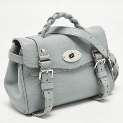 Pre Owned حقيبة يد مالبري اليكسا صغيرة جلد أزرق فاتح مع مقبض علوي