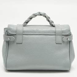 Pre Owned حقيبة يد مالبري اليكسا صغيرة جلد أزرق فاتح مع مقبض علوي