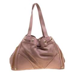 Pre Owned Mulberry Pink Leather Drawstring Tote