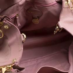 Pre Owned Mulberry Pink Leather Drawstring Tote