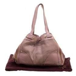 Pre Owned Mulberry Pink Leather Drawstring Tote