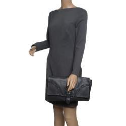 Pre Owned Mulberry Black Leather Push Lock Clutch