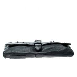 Pre Owned Mulberry Black Leather Push Lock Clutch