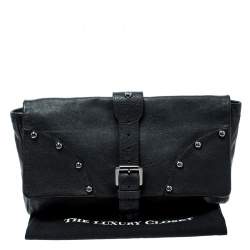 Pre Owned Mulberry Black Leather Push Lock Clutch