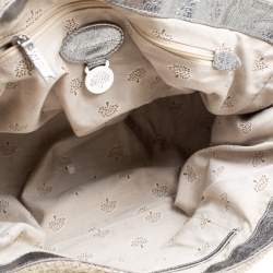 Pre Owned Mulberry Sparkle Grey Woven Fabric Alexa Top Handle Shoulder Bag