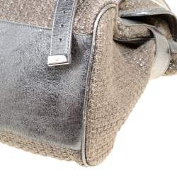 Pre Owned Mulberry Sparkle Grey Woven Fabric Alexa Top Handle Shoulder Bag