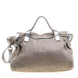 Pre Owned Mulberry Sparkle Grey Woven Fabric Alexa Top Handle Shoulder Bag