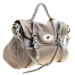 Pre Owned Mulberry Sparkle Grey Woven Fabric Alexa Top Handle Shoulder Bag