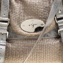 Pre Owned Mulberry Sparkle Grey Woven Fabric Alexa Top Handle Shoulder Bag