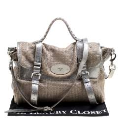 Pre Owned Mulberry Sparkle Grey Woven Fabric Alexa Top Handle Shoulder Bag