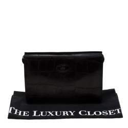 Pre Owned Mulberry Black Crocodile Embossed Clutch