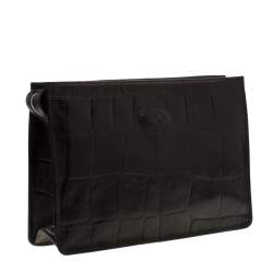 Pre Owned Mulberry Black Crocodile Embossed Clutch