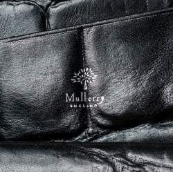 Mulberry Black Croc Embossed Leather Zip Around Wallet