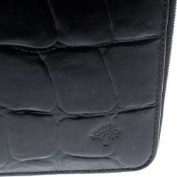 Mulberry Black Croc Embossed Leather Zip Around Wallet