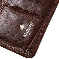 Mulberry Brown Croc Embossed Leather Bifold Card Case
