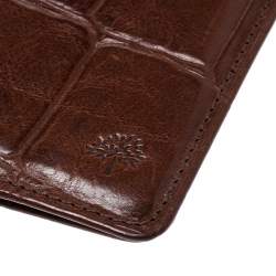 Mulberry Brown Croc Embossed Leather Bifold Card Case