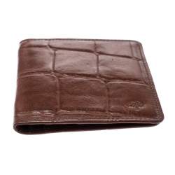 Mulberry Brown Croc Embossed Leather Bifold Card Case