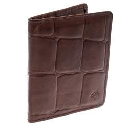 Mulberry Brown Croc Embossed Leather Bifold Card Case