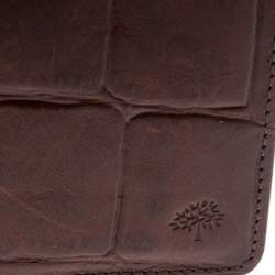 Mulberry Brown Croc Embossed Leather Bifold Card Case