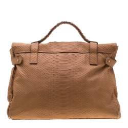 Pre Owned Mulberry Brown Python Embossed Leather Oversized Alexa Satchel