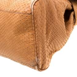 Pre Owned Mulberry Brown Python Embossed Leather Oversized Alexa Satchel