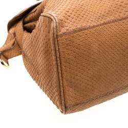 Pre Owned Mulberry Brown Python Embossed Leather Oversized Alexa Satchel