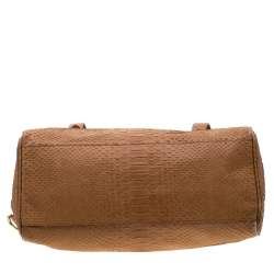 Pre Owned Mulberry Brown Python Embossed Leather Oversized Alexa Satchel