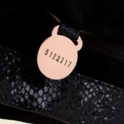 Pre Owned Mulberry Black Suede and Lizard Embossed Leather Alexa Satchel