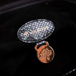 Pre Owned Mulberry Black Suede and Lizard Embossed Leather Alexa Satchel