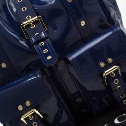 Pre Owned Mulberry Royal Blue Patent Leather Roxanne Tote
