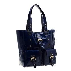 Pre Owned Mulberry Royal Blue Patent Leather Roxanne Tote