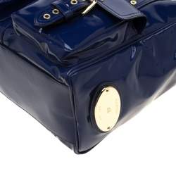 Pre Owned Mulberry Royal Blue Patent Leather Roxanne Tote