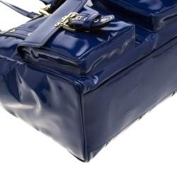 Pre Owned Mulberry Royal Blue Patent Leather Roxanne Tote