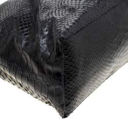 Pre Owned Mulberry Black Python Embossed Leather Hetty Tote