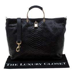 Pre Owned Mulberry Black Python Embossed Leather Hetty Tote