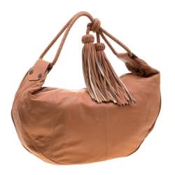 Pre Owned Mulberry Peach Leather Tassel Hobo