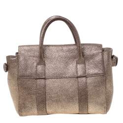 Mulberry Metallic Gold Grain Leather Small Heritage Bayswater Satchel