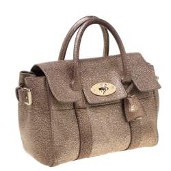 Mulberry Metallic Gold Grain Leather Small Heritage Bayswater Satchel