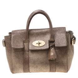 Mulberry Metallic Gold Grain Leather Small Heritage Bayswater Satchel