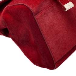 Pre Owned Mulberry Red Croc Embossed Calfhair Alexa Satchel