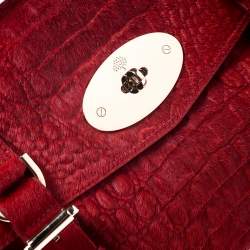 Pre Owned Mulberry Red Croc Embossed Calfhair Alexa Satchel