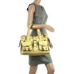 Pre Owned Mulberry Pale Yellow Leather Roxanne Satchel