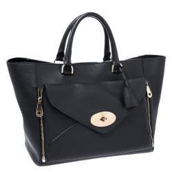 Pre Owned Mulberry Black Leather Large Willow Tote