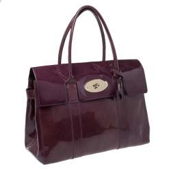 Pre Owned Mulberry Purple Patent Leather Bayswater Satchel