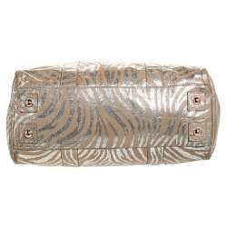 Pre Owned Mulberry Metallic Silver/Beige Zebra Leather Bayswater Satchel